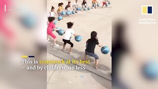 Chinese kindergarten children’s impressive basketball skills go viral globally