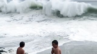 Rogue Wave Washed Them Away! #tsunami #wave #shorts