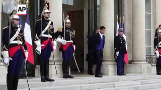 Japanese PM Kishida arrives for bilateral talks with Macron in Paris.