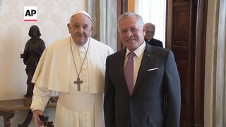 Pope Francis meets Jordan's King Abdullah at Vatican.