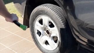 Yes, we filled a tire with concrete...???????? #