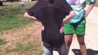 this racist girl gets hit