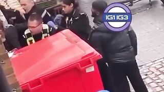 He threw a bike at the officers to stop his friend from getting arrested