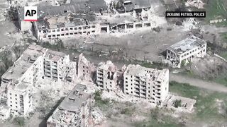 Drone footage shows devastation in Chasiv Yar, Ukrainian.