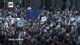 Third night of Tbilisi protests over Georgia's so-called 'Russian law'.