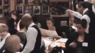 She's never eating alone again after this.