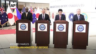 Defense chiefs from US, Australia, Japan and Philippines vow to deepen cooperation.