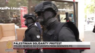 Police remove pro-Palestinian students from Paris’s Sciences Po university.