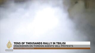 Georgian lawmakers tussle in parliament after crackdown on foreign agent protesters.