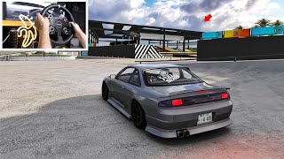 Drifting a new skatepark track I made for Assetto Corsa