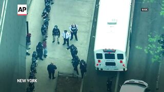NYPD arrest protesters at The New School in Greenwich Village.