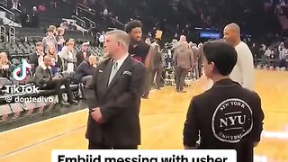 Joel Embiid and 76ers staff legitimately harassing this MSG security guard