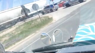 Cops car got hit by a train