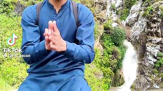 My friend visit the waterfall