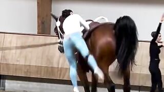 Check out the action of the girl on the horse