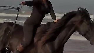 Also check the style of the girl and also the horse
