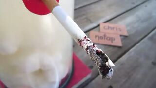 What 30 packs of cigarretes can do to cottton balls