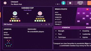 FOOTBALL MANAGER MOBILE 2024 | CARABAO CUP | WIGAN ATHLETIC VS LIVERPOOL FC