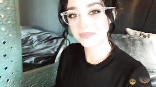 A shy and smiling brunette