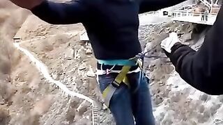 This was his first time bungee jumping