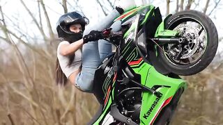 Check out this girl's heavy bike wheeling