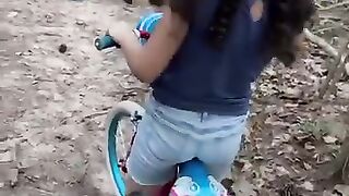 The girl is badly injured by the bicycle