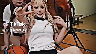 cute woman on basketball