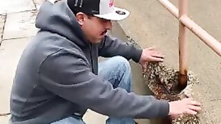 Concrete repair work. I love watching someone who has mastered his trade.