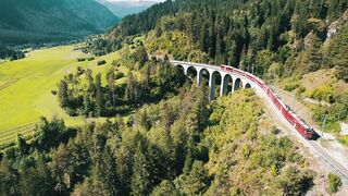 Aerial view of a red train - adalinetv