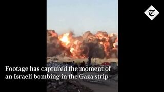 Gaza: Moment Israeli bombing tears through buildings captured