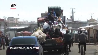 Palestinians reach Muwasi after leaving Rafah.