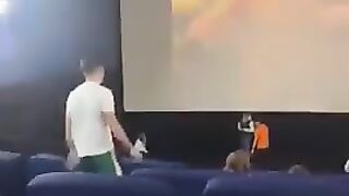 Spanish boxer Antonio Barrul destroys a wife abuser that caused disturbance at the cinema
