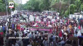 Activists in Bangladesh march through universities to demand end to Israel-Gaza war.