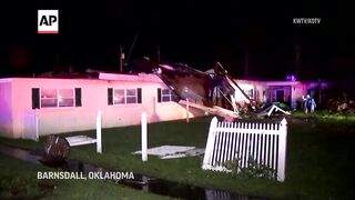 Second tornado in 5 weeks damages Oklahoma town as powerful storms hit central US.