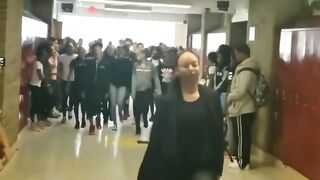 Teacher teaches students to dance '' Thriller ''