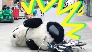 Funny with Panda costume
