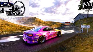 BIG Turbo S15 Drifting NARROW Road - Assetto Corsa | Steering Wheel Gameplay