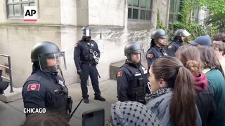 Police clear pro-Palestinian tent encampment at University of Chicago.