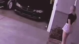 She regularly greets her husband at the door after work.