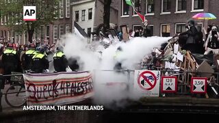 Police break up pro-Palestinian student protest in Amsterdam, make arrests.