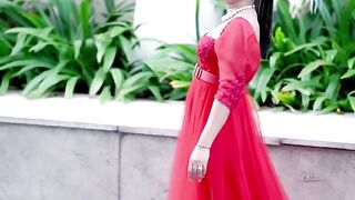 Sravanthi looks beautiful in red dress