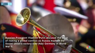 President Putin warns the West that Russian forces are combat ready at Victory Day parade.