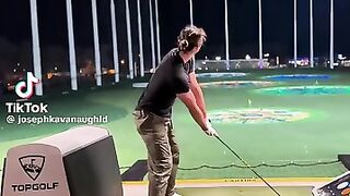 World long drive pro at Top Golf range