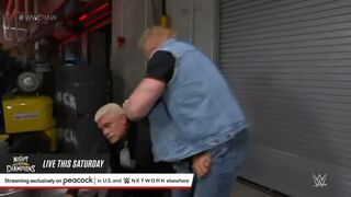 Brock Lesnar injures Cody Rhodes in backstage sneak attack