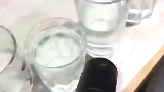 Some glasses add water and then trying to better sounds