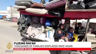 Palestinian family endures third displacement of Gaza war, faces dire shortages.