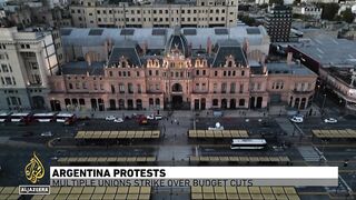 Argentina protests_ Multiple unions strike over budget cuts.