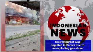 The restaurant was engulfed in flames due to an exploding gas stove