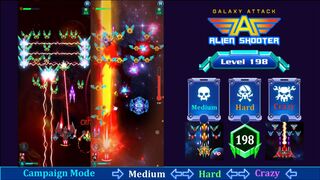 Galaxy Attack: Alien Shooter????New Campaign Mode Level 198 Review????Medium+Hard+Crazy????By Apache Gamers
