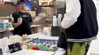 Speaking Chinese with the restaurant staff  (He’s Kevin Olusola from Pentatonix)
